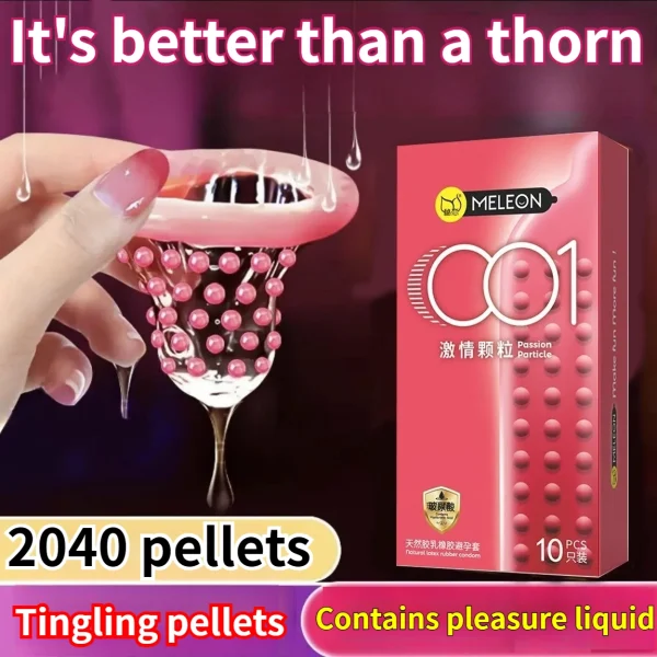 Ultra-thin and safe hyaluronic acid condom, 2040 particles, more enjoyable than barbs, contains pleasure enhancing liquid, and comes with extra-long soft beads, which makes it full and pleasurable every time!